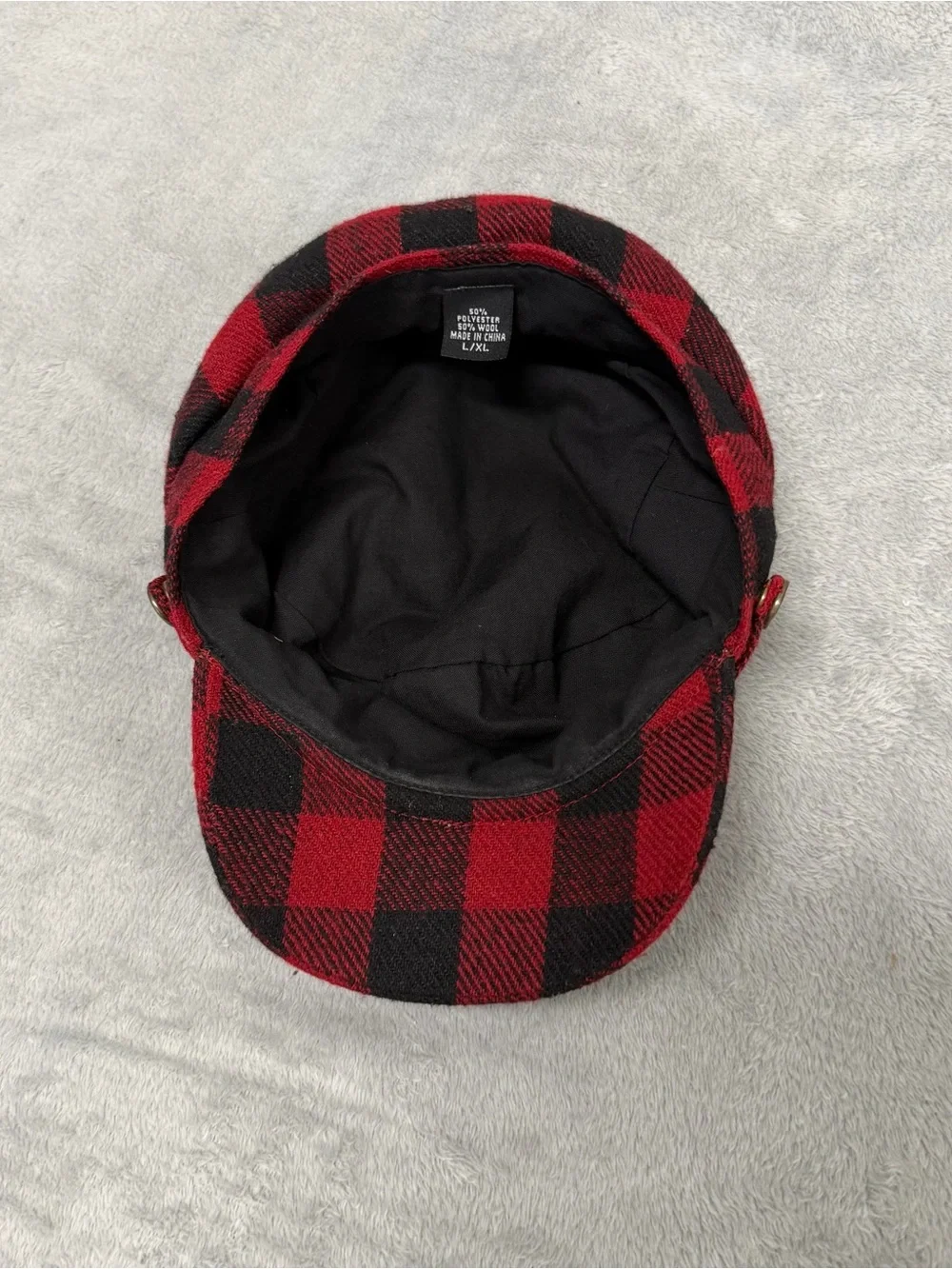 Y2K Fox Racing Buffalo Plaid Cadet Hat Cap Red Black Wool Blend L/XL
